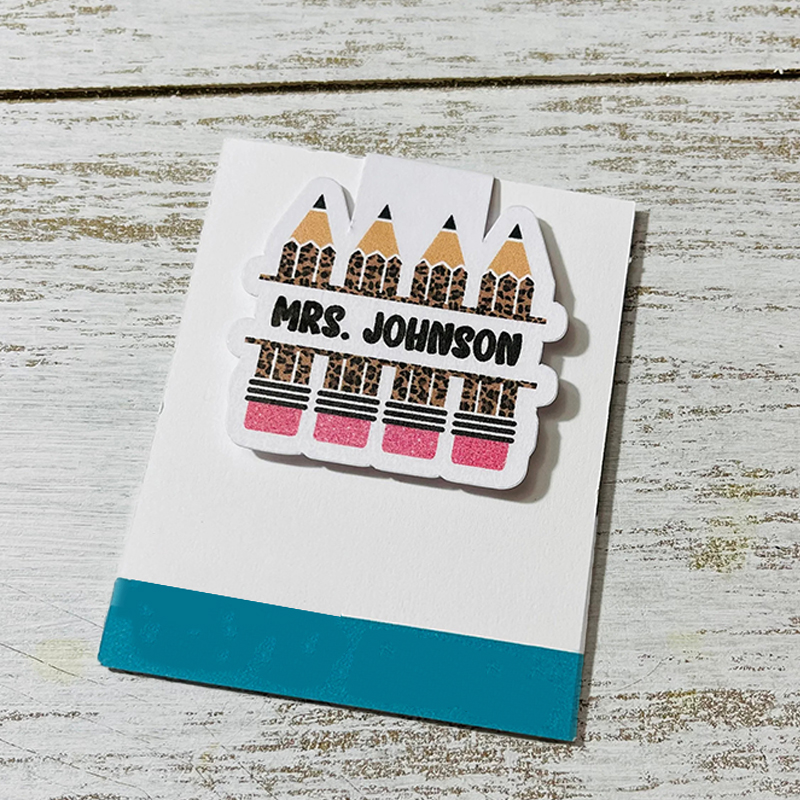 Personalized Name Pencil Crayon Teacher Magnetic Bookmark
