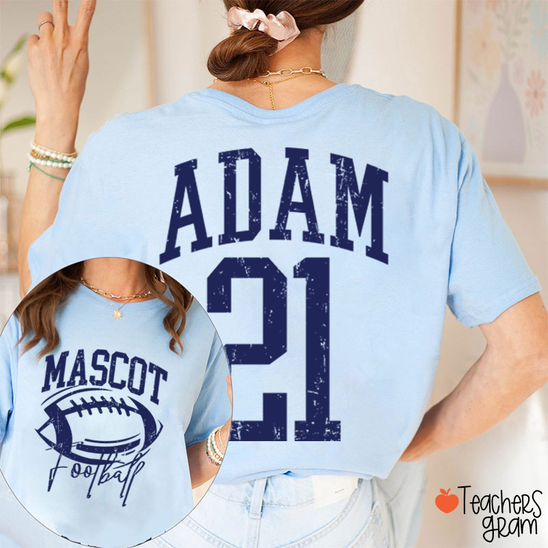 Personalized Mascot Name Number Retro Team Sport Teacher Two Sided T‑Shirt