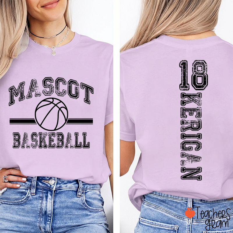 Personalized Mascot Vintage Sport Theme Teacher Two Sided T-Shirt