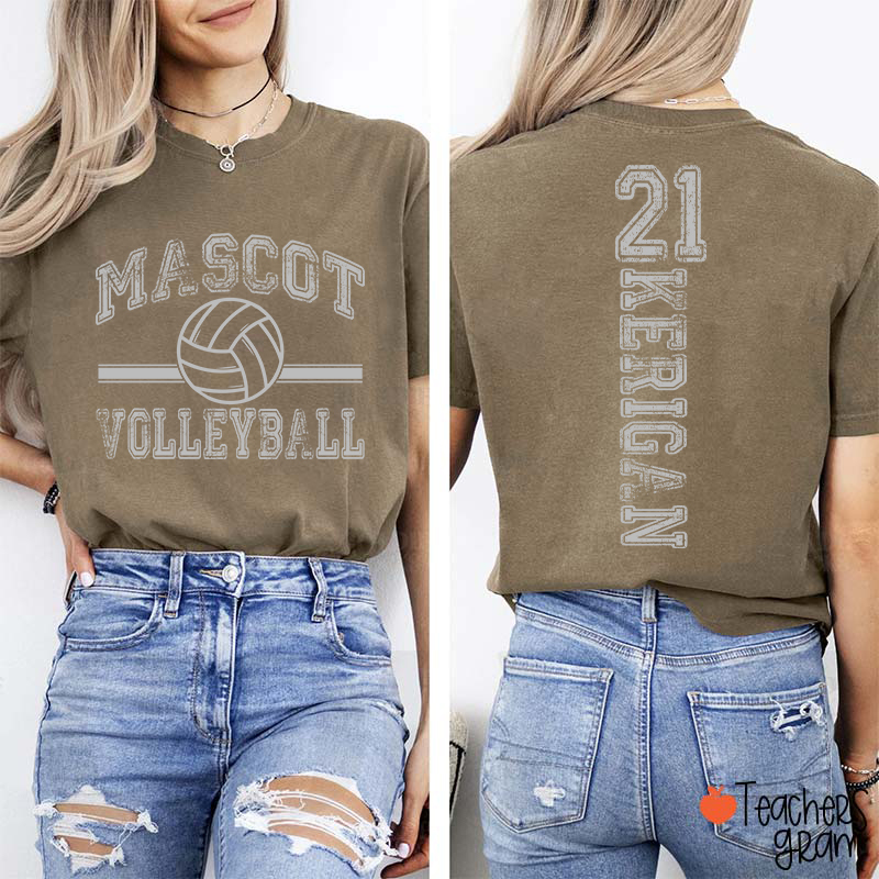 Personalized Mascot Vintage Sport Theme Teacher Two Sided T-Shirt