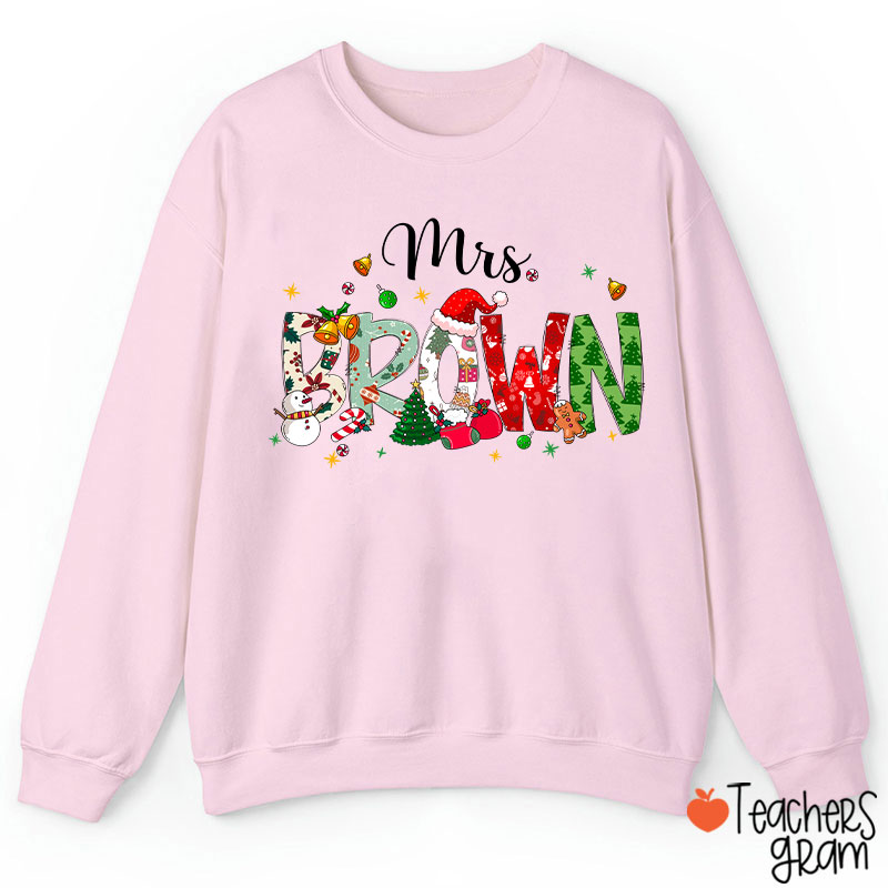 Personalized Name Christmas Atmosphere Teacher Sweatshirt