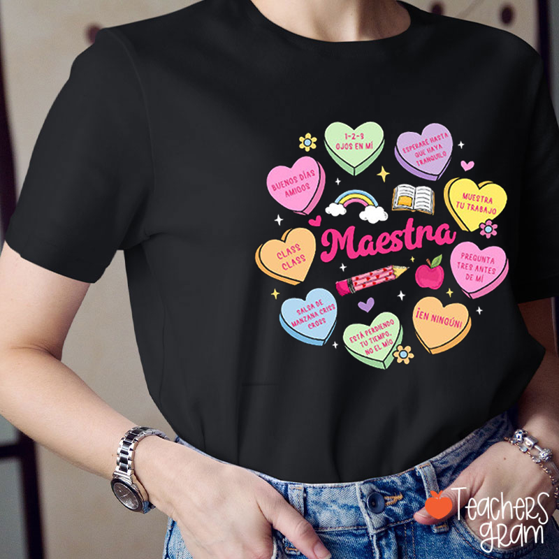 Maestra Love Encourage Spanish Teacher T-Shirt