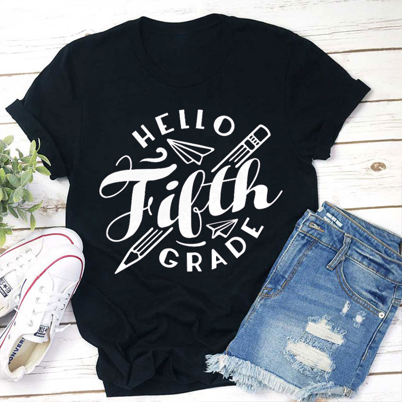 Personalized Back To School Grade Paper Airplane Teacher T-Shirt