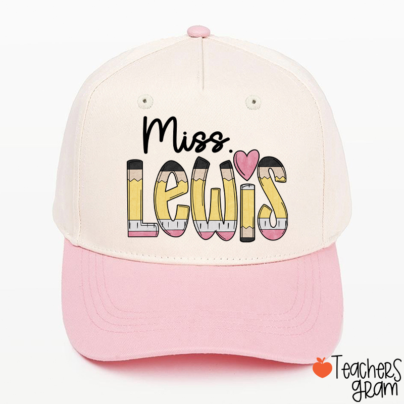 Personalized Pencil Name Teacher Baseball Cap