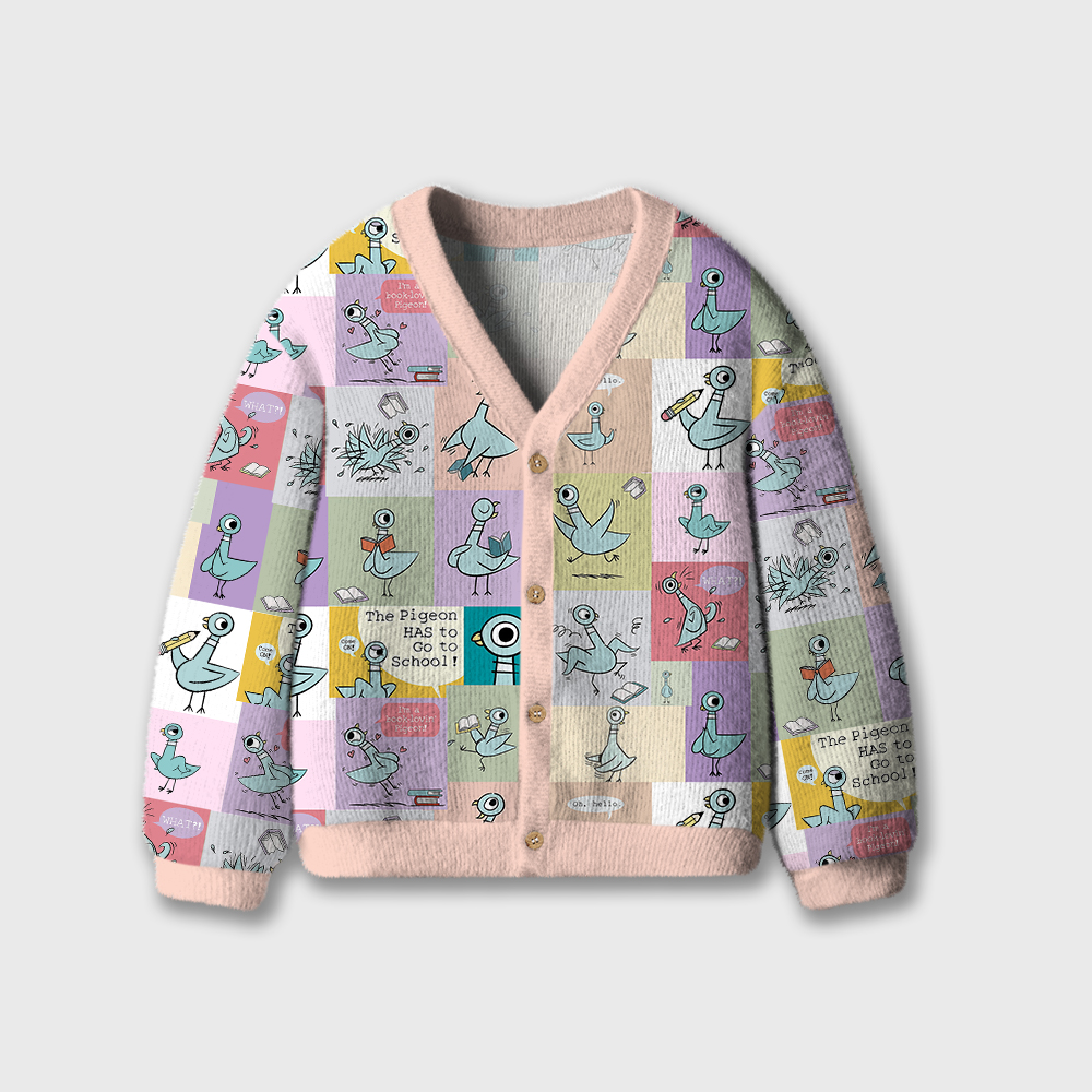 The Pigeon Has To Go To School Kids Ugly Cardigan Sweaters