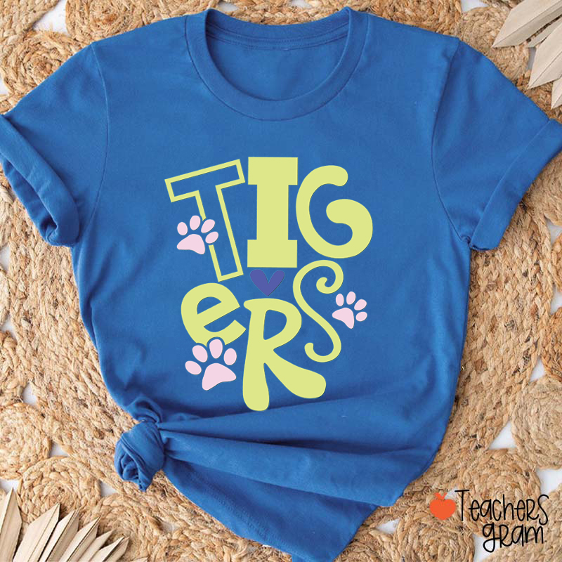 Personalized Mascot Cute Fonts Paw School Spirit Teacher T-Shirt