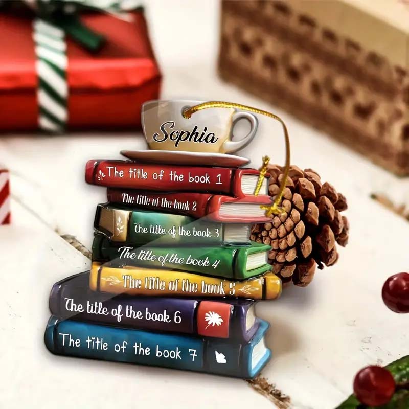 Personalized Book Lovers Teacher Christmas Ornament