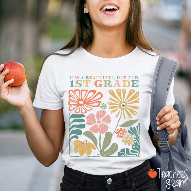 Personalized Grade It's A Beautiful Day Teacher T-Shirt