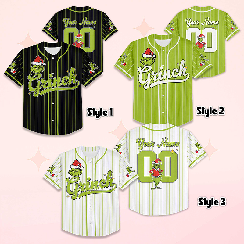 Personalized Name And Number Mean Guy With Santa Hat Teacher Baseball Jersey