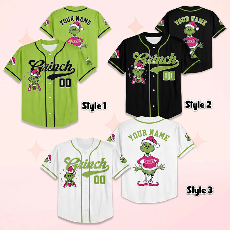 Personalized Name And Number Mean Guy Pink Santa Hat Teacher Baseball Jersey