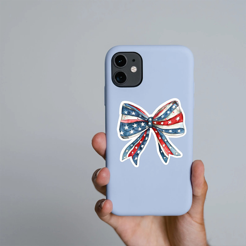 Coquette Patriotic Flag Bow Teacher Stickers