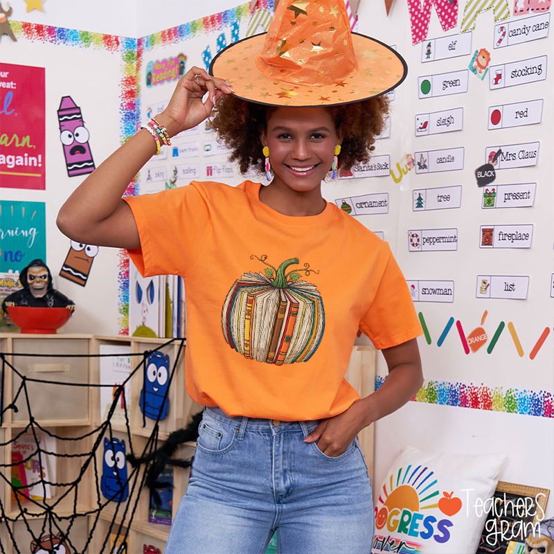 Book Pumpkin Teacher T-Shirt
