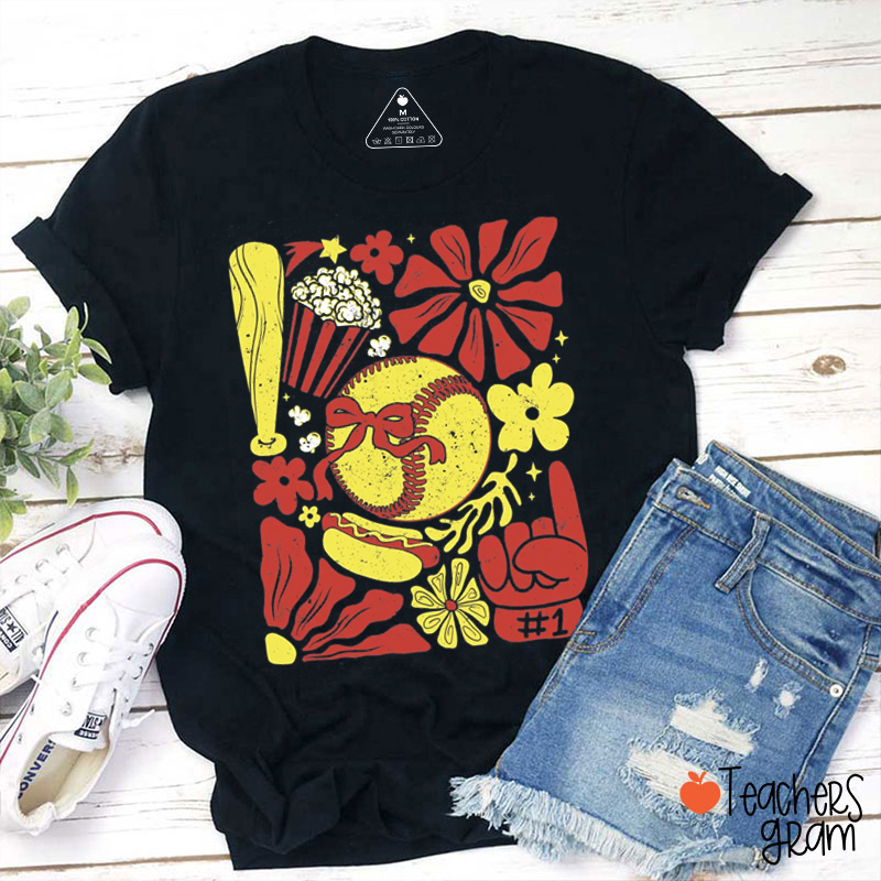 Personalized Sport Boho Floral Game Day Teacher T-Shirt