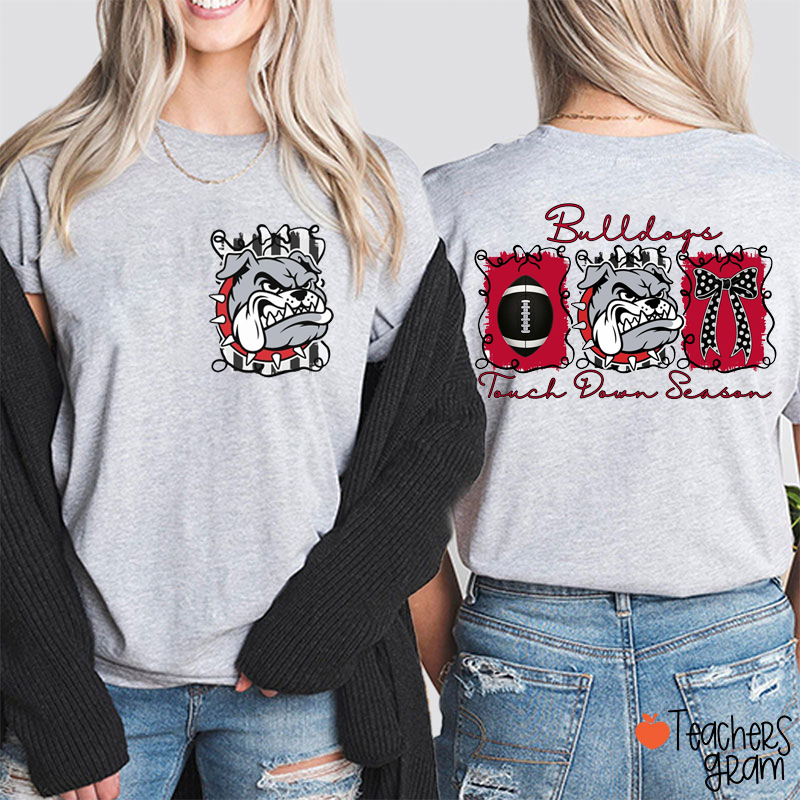 Personalized Mascot Touch Down Season Teacher Two Sided T-Shirt