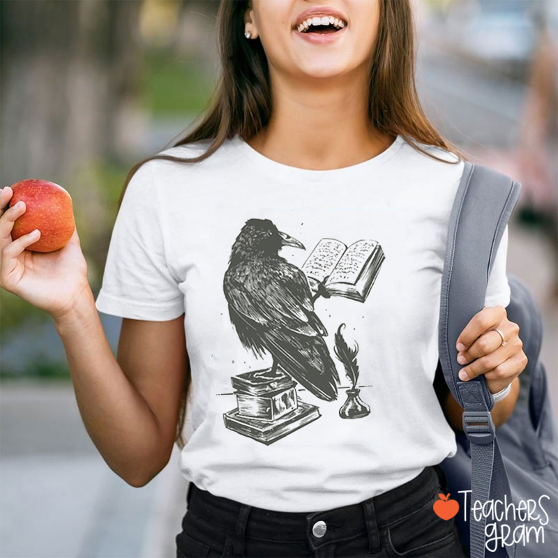 Raven Reading Book Teacher T-Shirt
