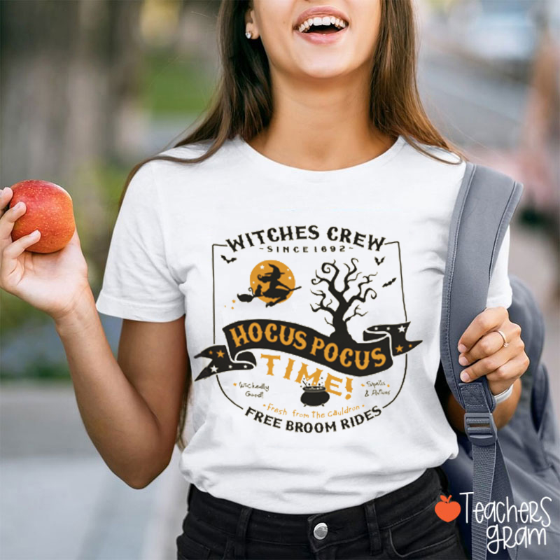 Witches Crew Hocus Pocus Time Teacher T-Shirt