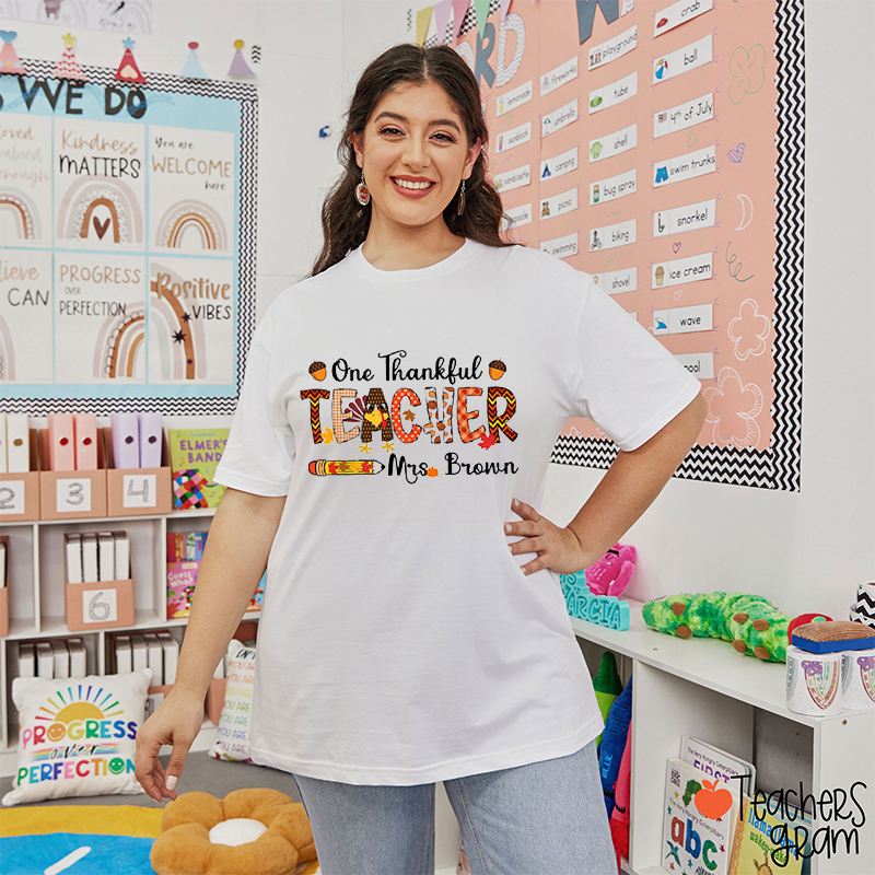 Personalized Name One Thankful Teacher T-Shirt