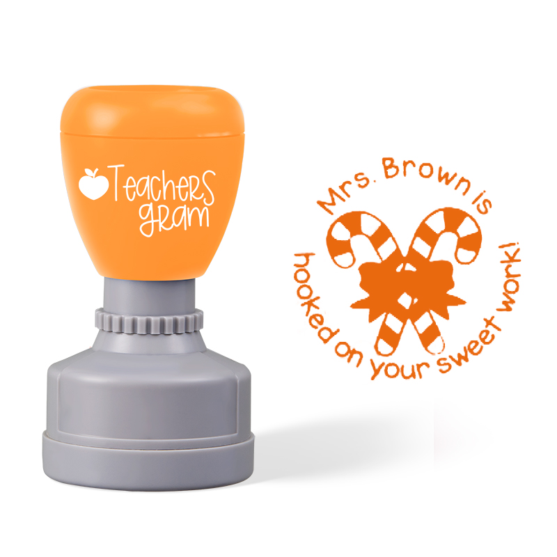 Personalized Name Hooked On Your Sweet Work Teacher Stamp