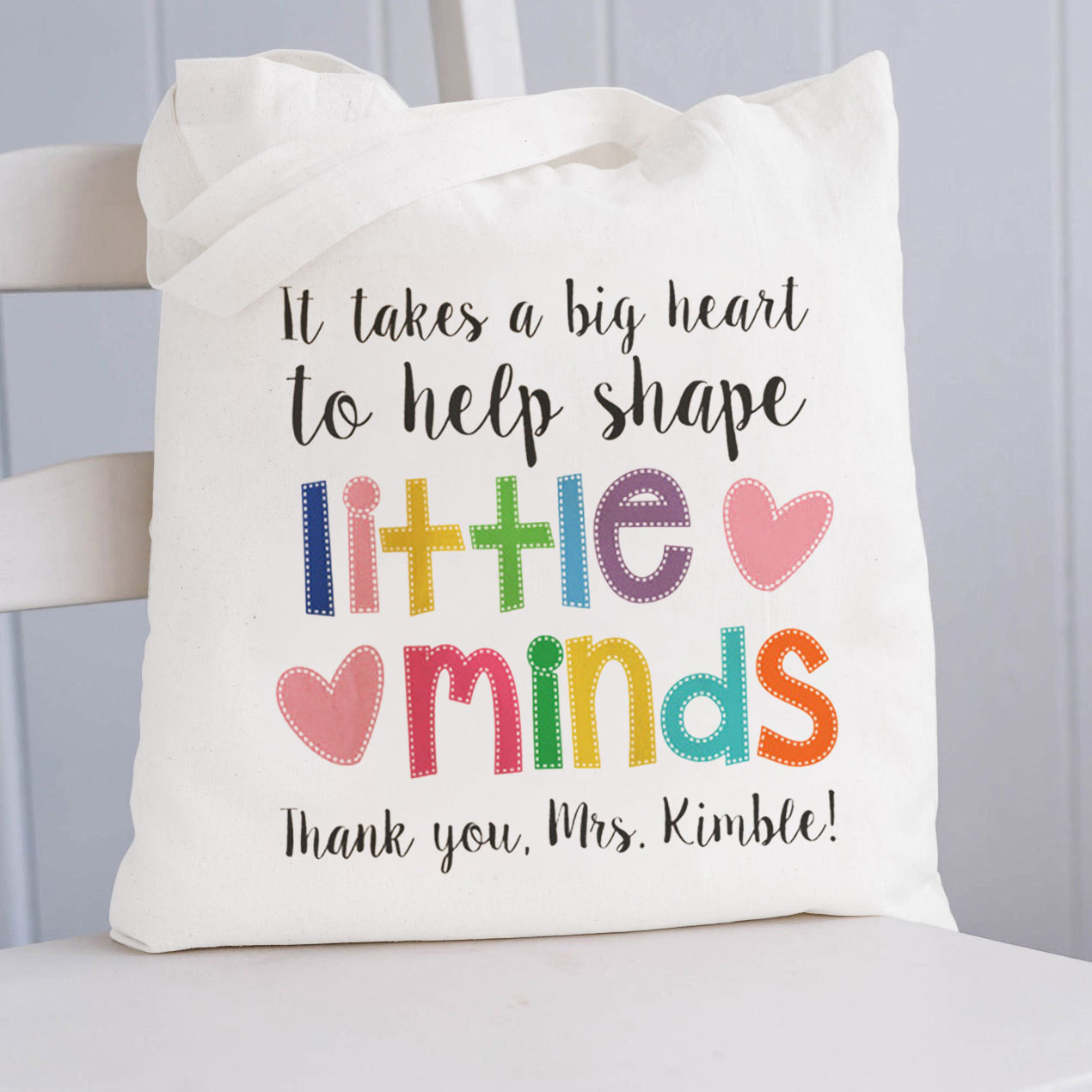 Personalized It Takes A Big Heart To Help Shape Little Minds Teacher Tote Bag