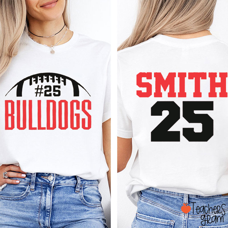 Personalized Mascot And Sport School Spirit Sports Season Teacher Two Sided T-Shirt