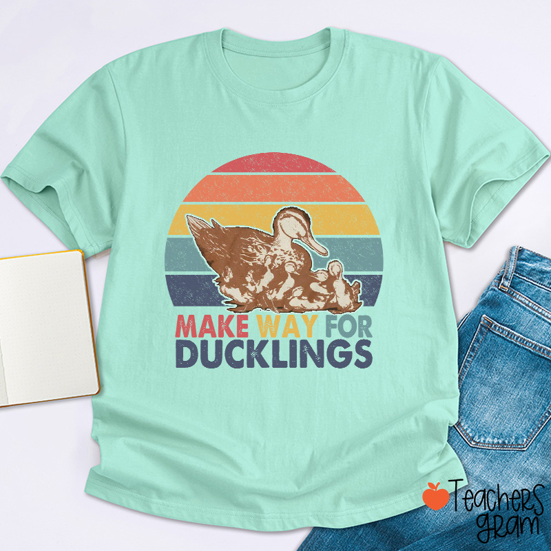 Make Way For The Duckings Sunset Teacher T-Shirt
