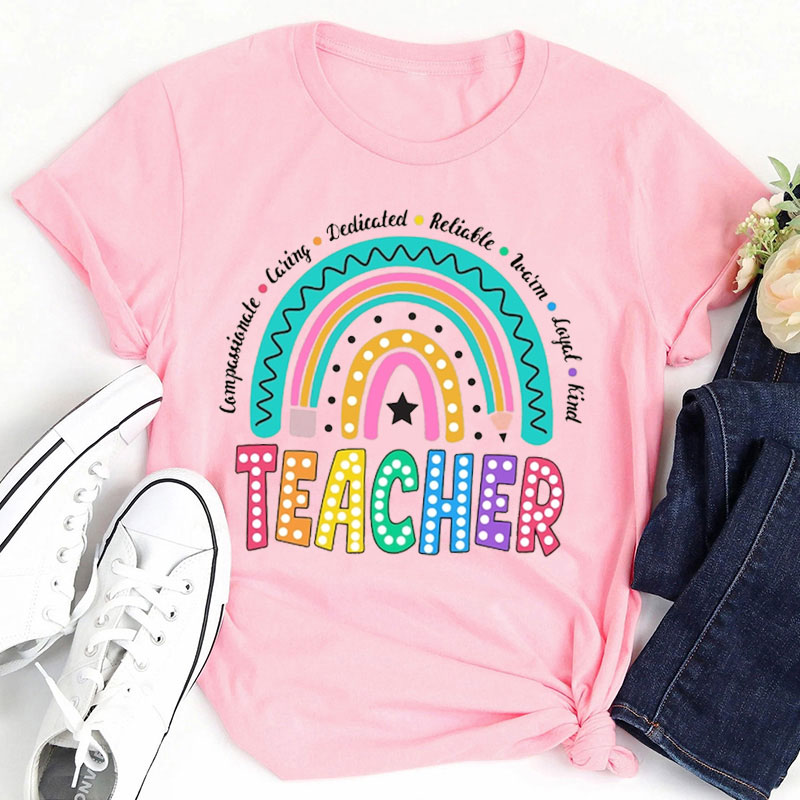 Colorful Rainbow Lights Teacher T-Shirt