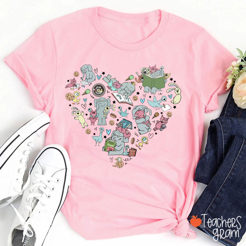 Book Characters Elephants And Friends Teacher T-Shirt