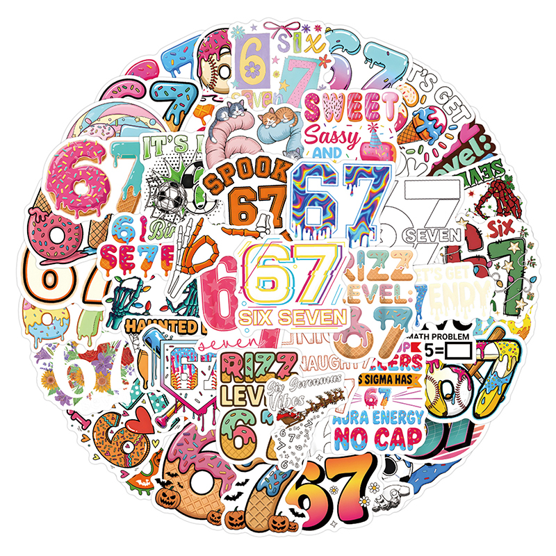 50 PCS Trendy Six Seven Meme Christmas Teacher Stickers