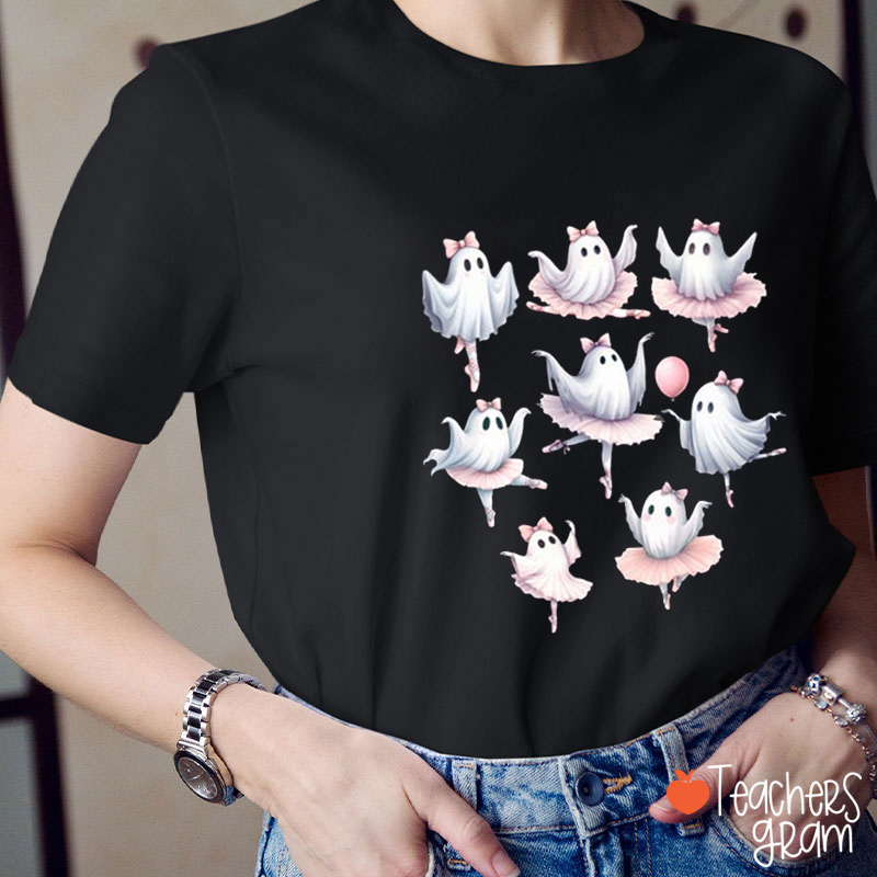 Elegant Ballet Dancing Ghost Halloween Teacher T-Shirt