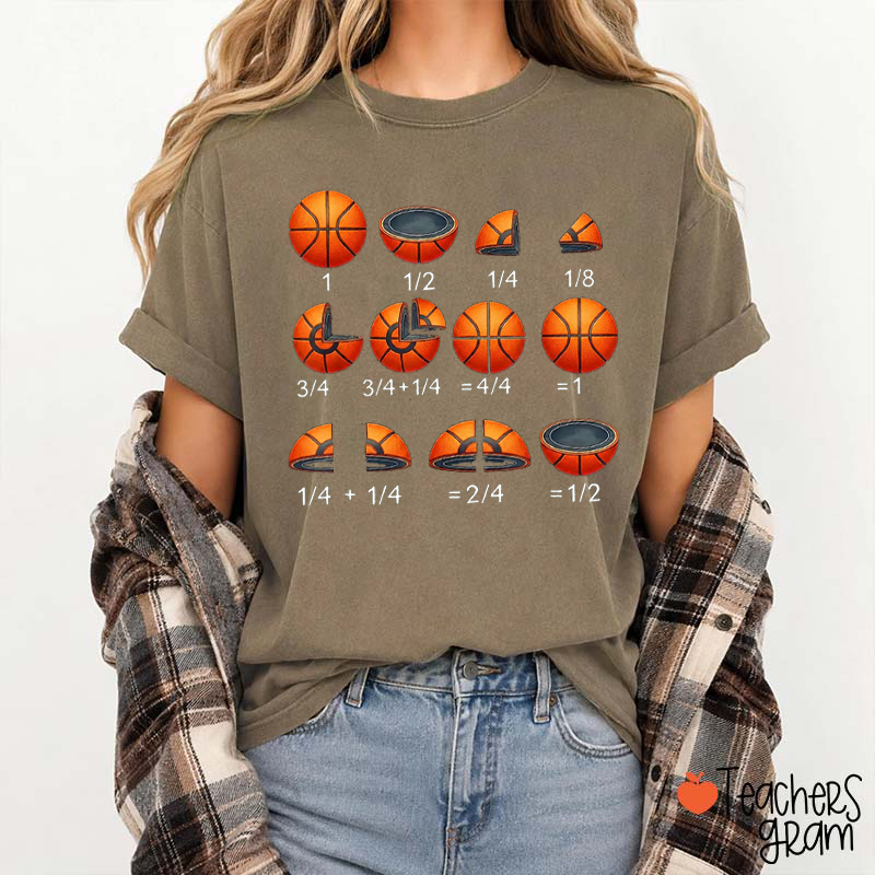Funny Basketball Math Fractions Teacher T-Shirt