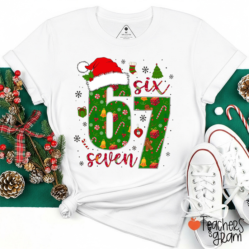 Six Seven Christmas Teacher T-Shirt