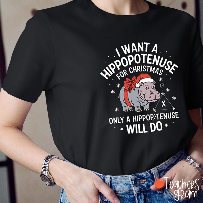 I Want A Hippopotamus For Christmas Teacher T-Shirt