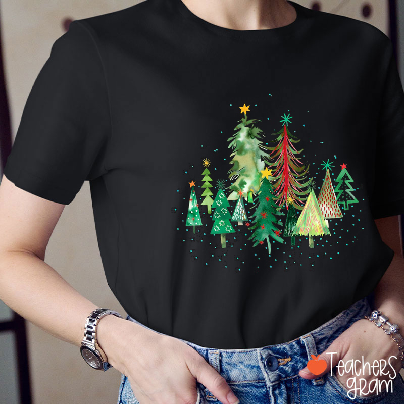 Various Christmas Trees Teacher T-Shirt