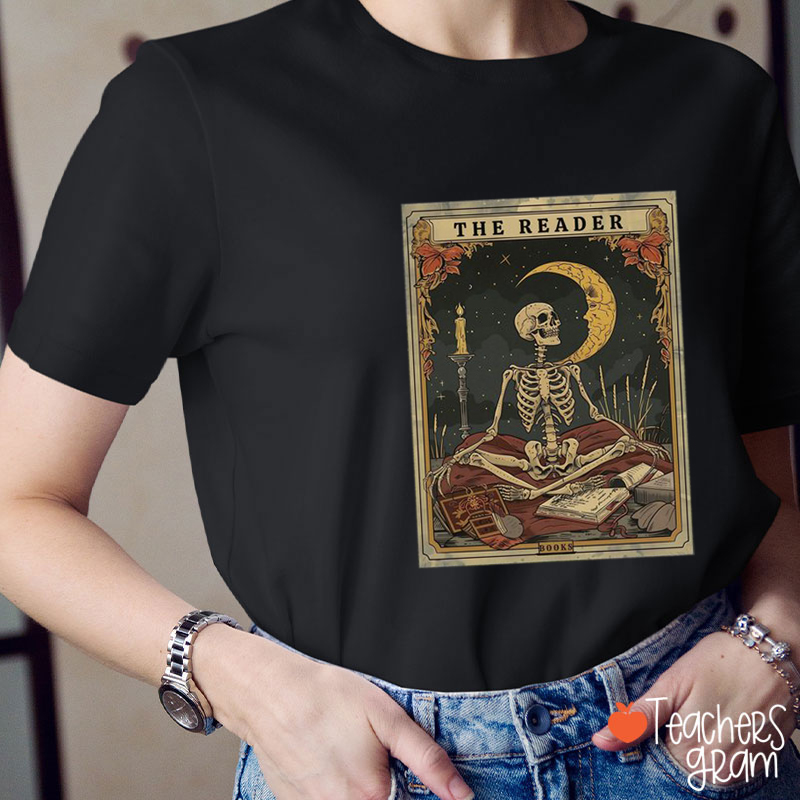 The Reader Skeleton Halloween Teacher T-Shirt