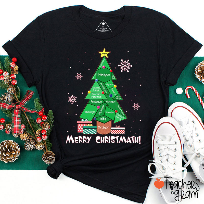 Merry Christmath Funny Christmas Tree Teacher T-Shirt