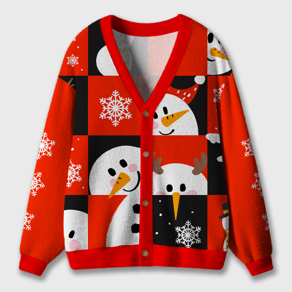 Cute Christmas Snowman Teacher Ugly Cardigan Sweaters