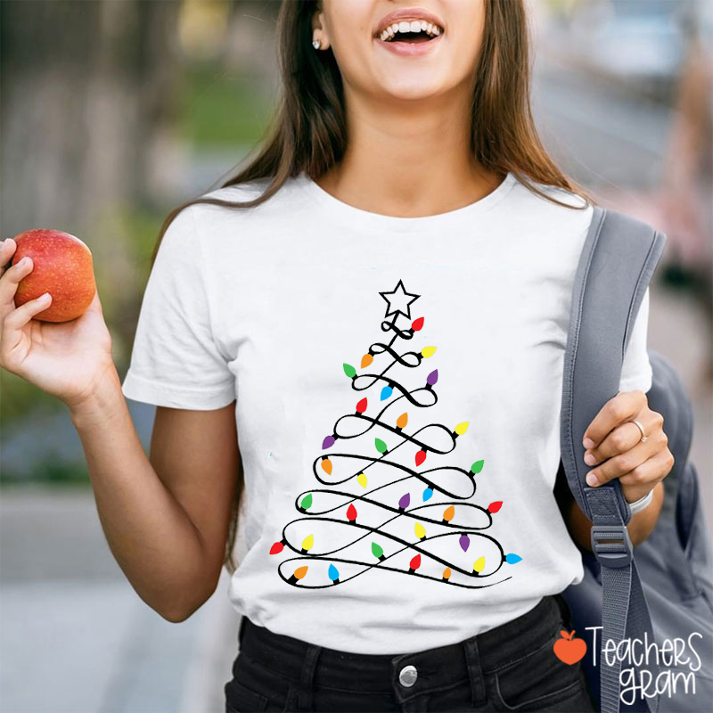Christmas Tree Lights Teacher T-Shirt