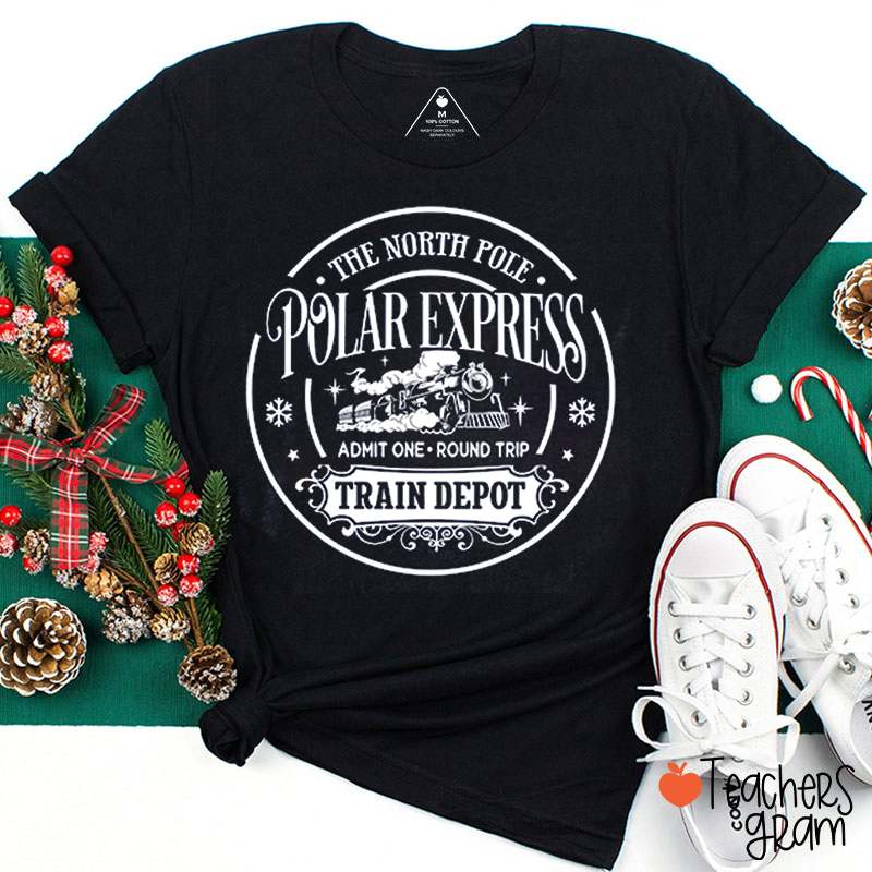 The North Pole Polar Express Teacher T-Shirt