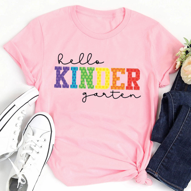Personalized Colorful Dot Hello Grade Teacher T-Shirt