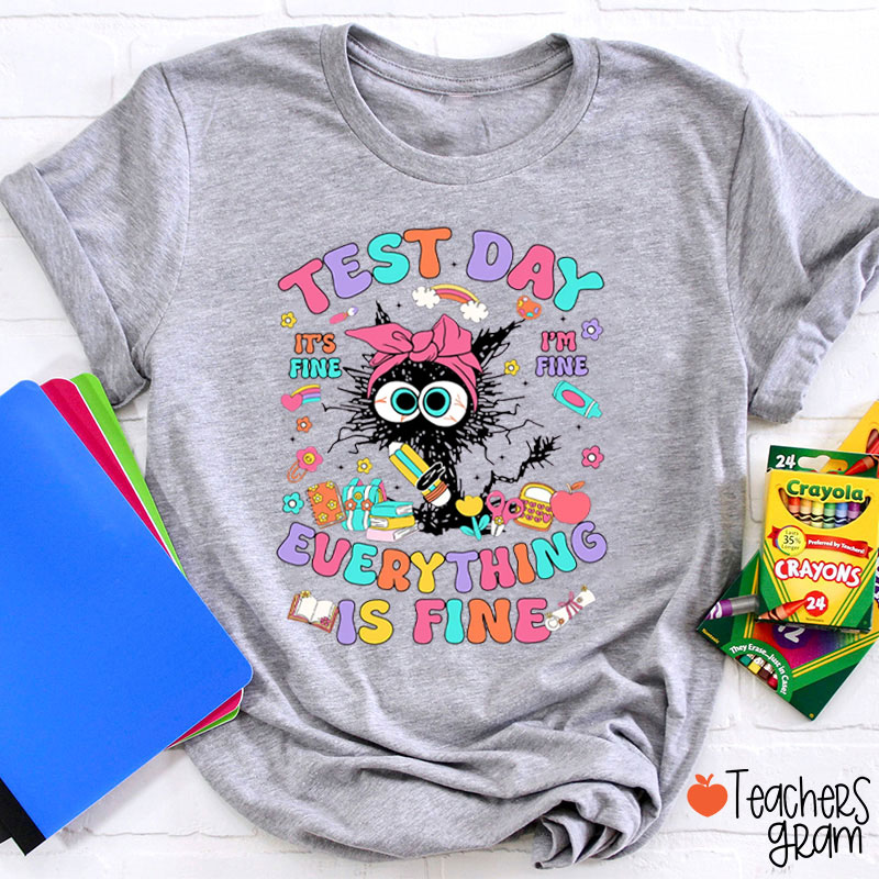 Test Day Everything Is Fine Teacher T-Shirt