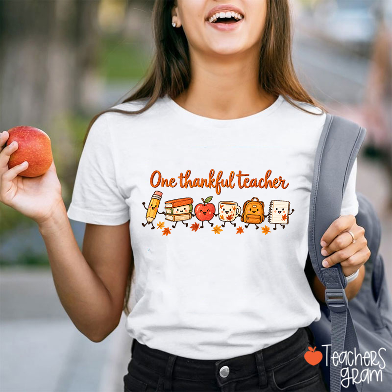 One Thankful Teacher Fall School Character Teacher T-Shirt
