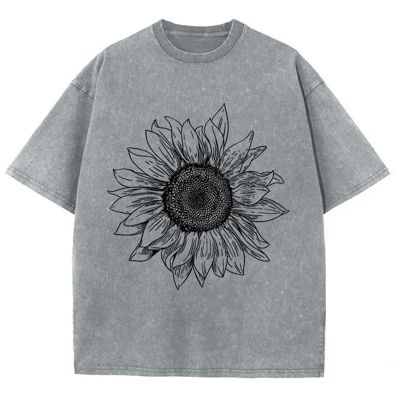 Floral Sunflower Teacher Washed T-Shirt