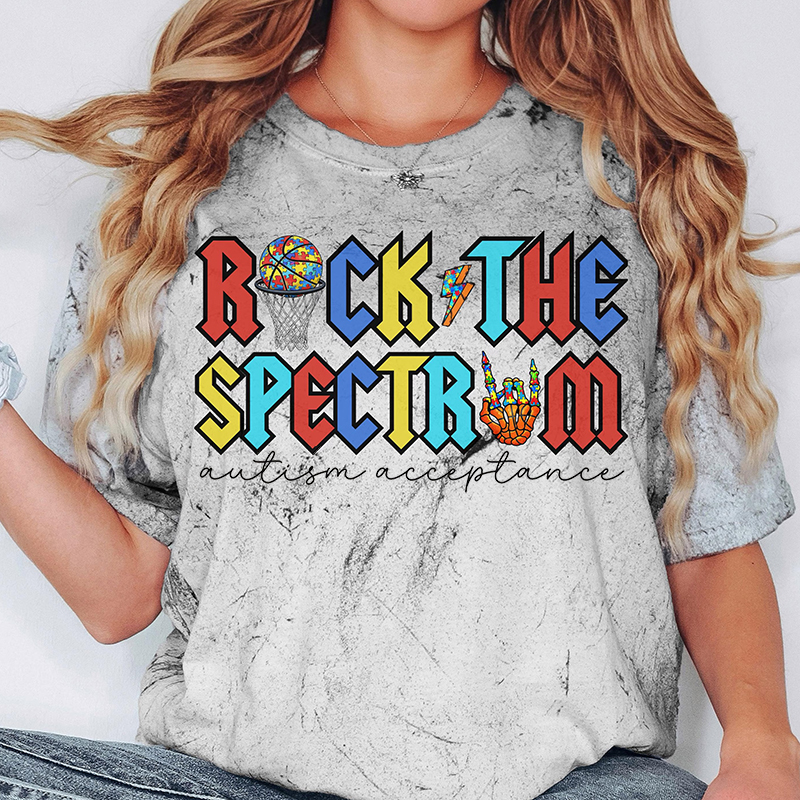 Rock The Spectrum Autism Acceptance Teacher Eco Oversized Graphic T-Shirt