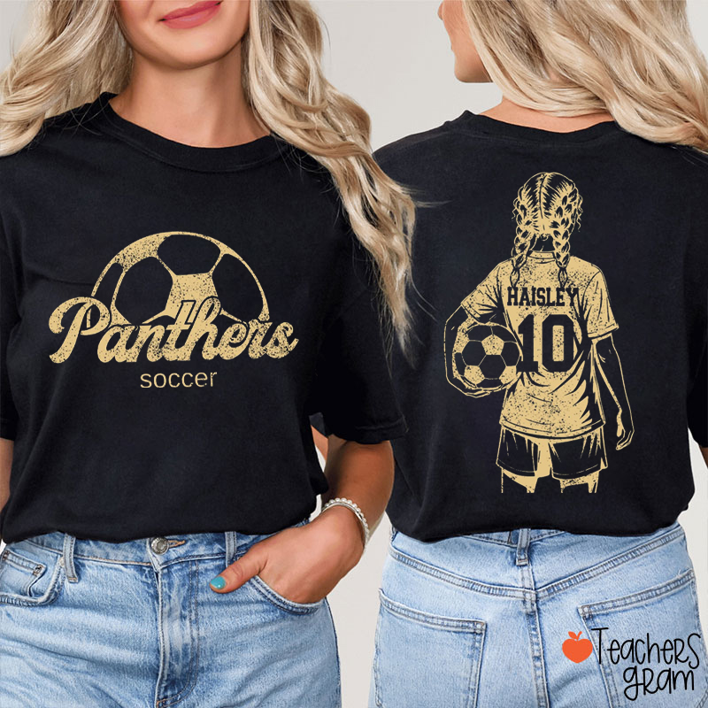 Personalized Soccer Team Game Day Teacher Two Sided T-Shirt