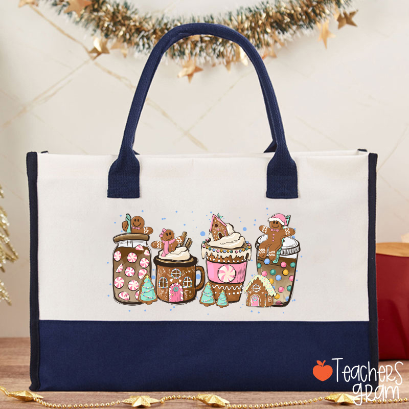 Gingerbread Christmas Coffee Christmas Teacher Cotton Tote Bag
