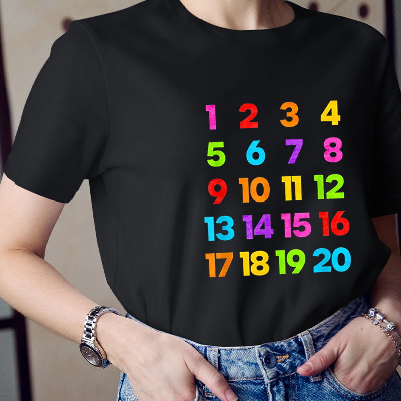Colorful Number Icons Teacher T-Shirt