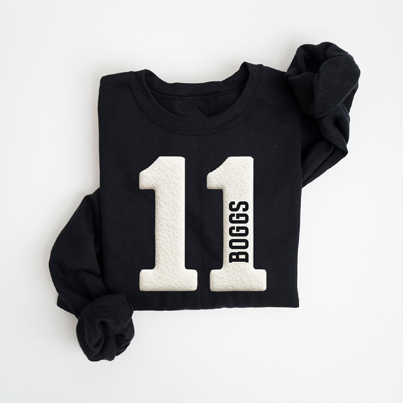 Personalized Vertical Name Sport Number Teacher Sweatshirt