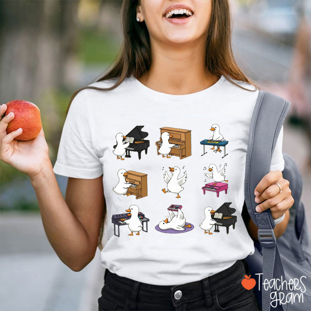 Cute Goose Learning Music Teacher T-Shirt