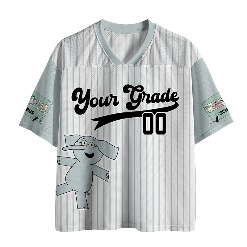 Personalized  Grade And Name Cute Elephant Teacher Mesh Jersey