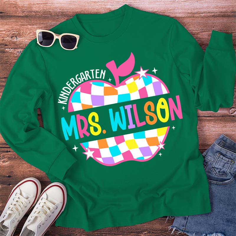 Personalized Pencil Name Teacher Long Sleeve T-Shirt
